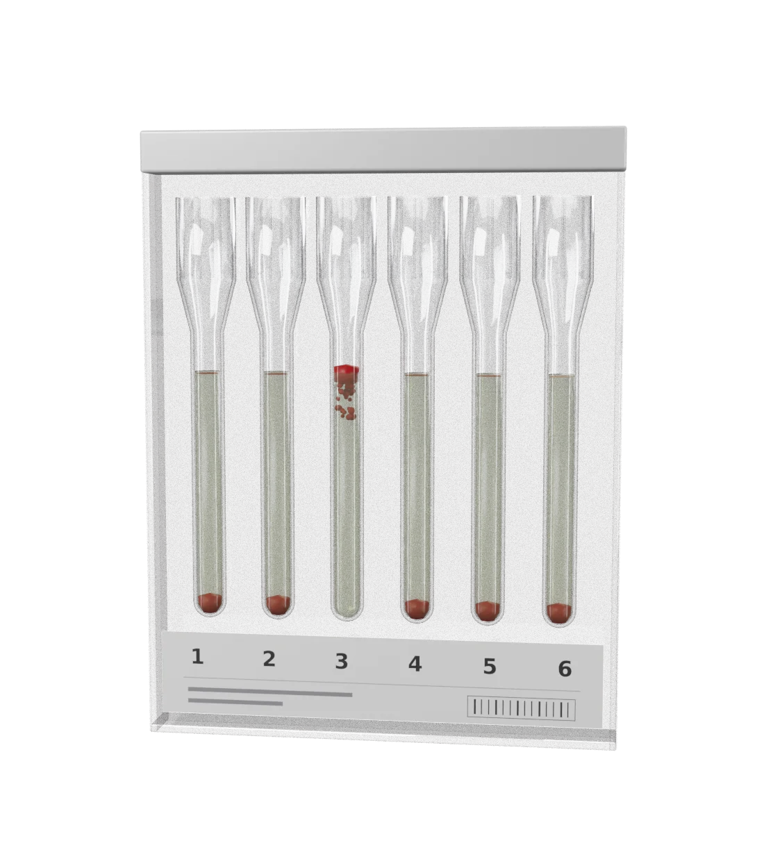 A gel card read after DaraEx: one column positive, the others negative